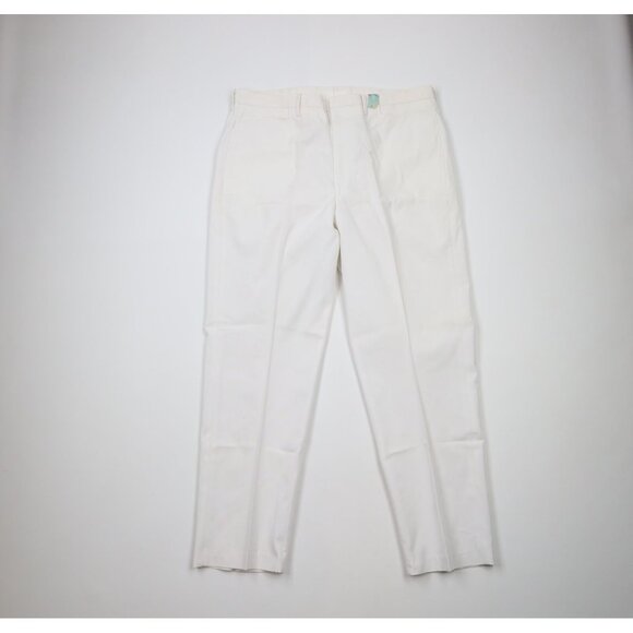 Deadstock Vintage 50s Streetwear Mens 38x30 Flat Front Chino Pants White USA